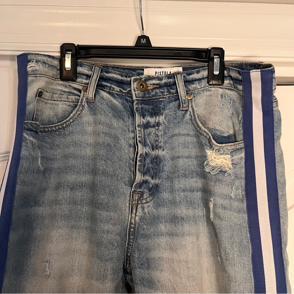 Pistola Jeans Womens Sz 29 Nico Racer Walk The Line High Rise Ankle Distressed - Picture 5 of 13